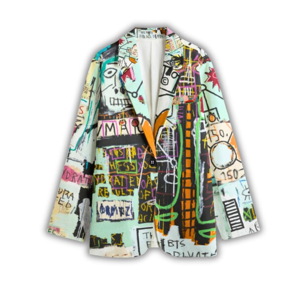 Blazer art graffiti, manteau de sport unisexe 100 % coton, veste de costume, blazer artistique, design audacieux art urbain