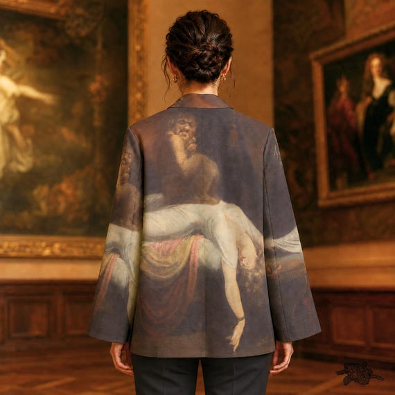 Henry Fuseli The Nightmare Blazer, Gothic Horror Art Cotton Jacket, 1781 Masterpiece Wearable Art, Dark Academia Statement Blazer