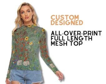 Top de malha com design personalizado, manga longa, peça de arte vestível que cobre todo o corpo.