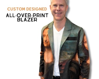 Blazer 100 % algodón con estampado completo personalizado: Chaqueta artística personalizada