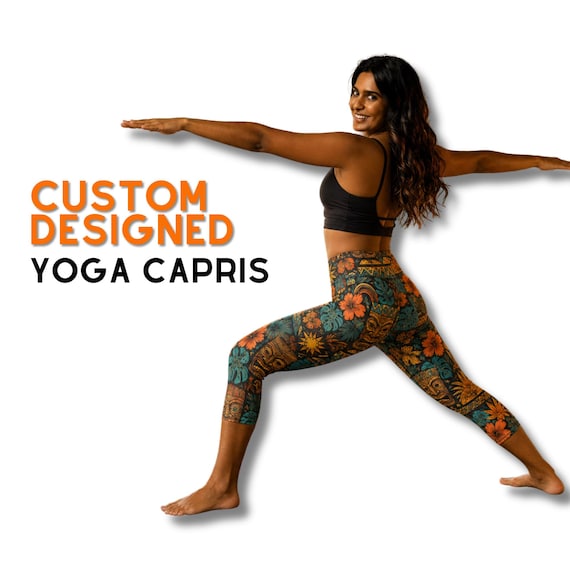 Custom Yoga Capri Leggings, Personalized All-Over Print, Your Photo, Art, or Design, High-Waisted 4-Way Stretch, Bespoke Wearable Art
