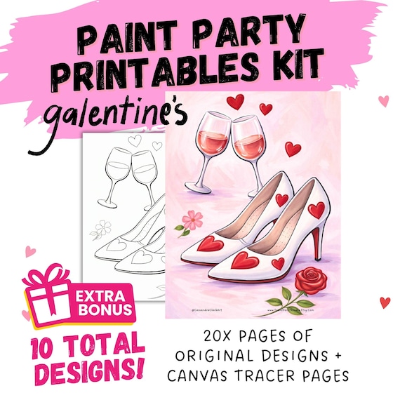 Valentine's Day "Paint & Sip" Digital Bundle: 10 Designs in 1!