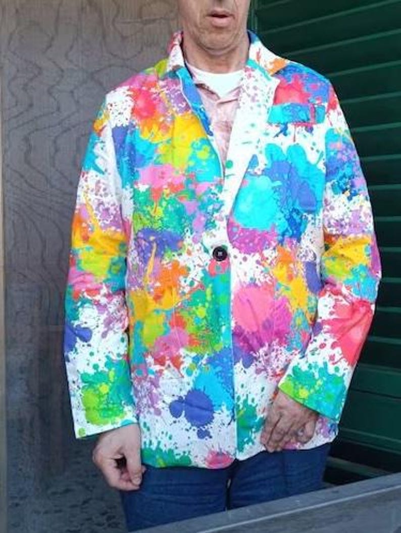Colorful Paint Splatter Blazer: Unisex Cotton Art Suit Jacket - Etsy