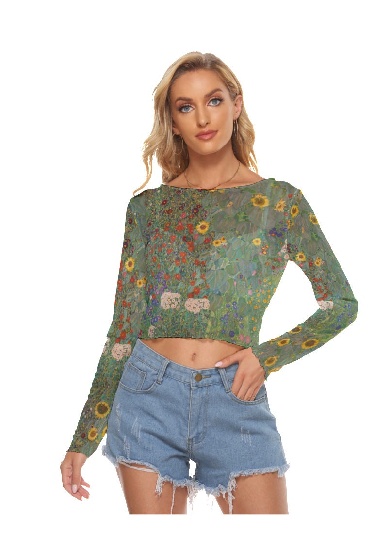 Mesh shirt with flowers discount
