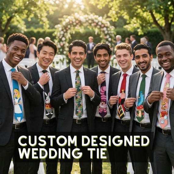 Custom Groomsmen Wedding Ties, Personalized Pattern Necktie, Matching Wedding Palette, Bespoke Groom Gift, Individualized Wedding Party