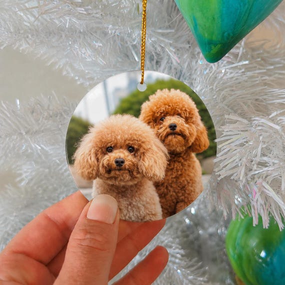 Custom Pet Portrait Ceramic Ornament, Personalized Pet Photo Ornament, Dog Cat Memorial Gift, Christmas Stocking Stuffer