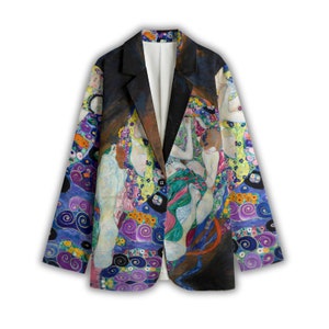 Blazer Gustav Klimt The Virgin, manteau de sport unisexe 100 % coton, veste de costume, blazer artistique, art urbain design audacieux