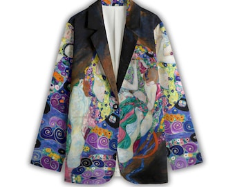 Gustav Klimt The Virgin Blazer, Unisex 100% Cotton Sports Coat, Suit Jacket, Artsy Blazer, Urban Art Bold Design