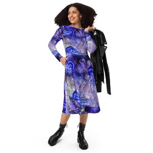 blue jellyfish dress vibrant open legs Ventia Midi Dress main image 0