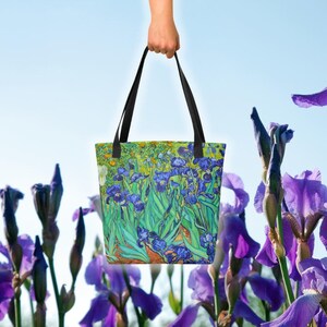 Vincent Van Gogh Irises Tote bag, All-Over Print, Grocery Bag, Reusable Bag, Beach Bag, Unique Gift, Artsy Tote by Visual Artist