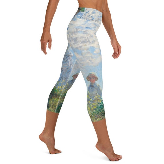 Claude Monet Leggings Woman With a Parasol All Over Print Yoga Leggings  Yoga Pants Workout Capris-tribute to Masters 