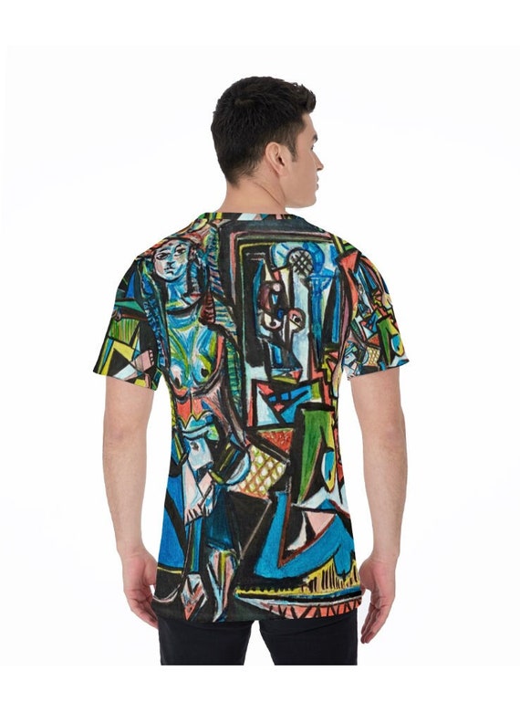 カラフルなキュビズムTシャツ：ピカソトリビュートアートプリント 