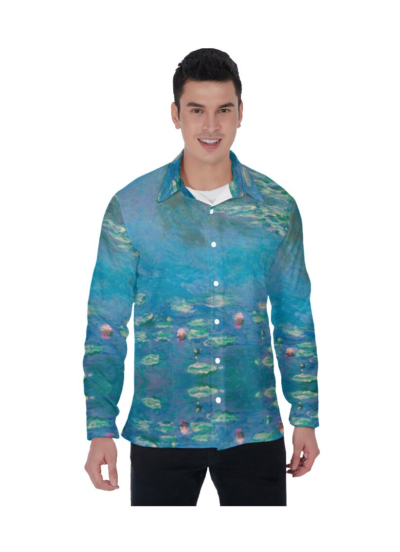 Claude Water Lilies Oxford Shirt, Collared Long Sleeve, Allover
