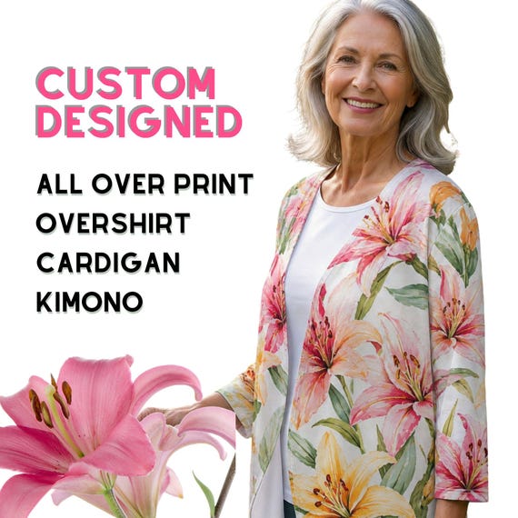 Custom Photo Cardigan, Personalized All Over Print Artistic Wrap, Custom Art Kimono, Memorial Gift, Pet Portrait, Oversized Flowy Cover Up