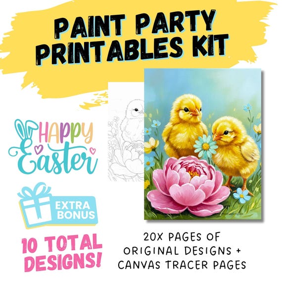 Easter "Paint & Sip" Digital Bundle: 10 Designs in 1!