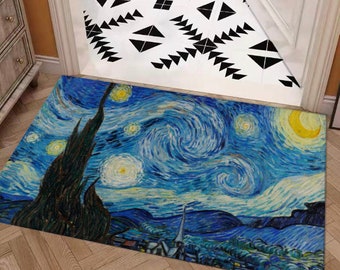 Van Gogh Starry Night Floor Mat: Colorful Impressionism Decor