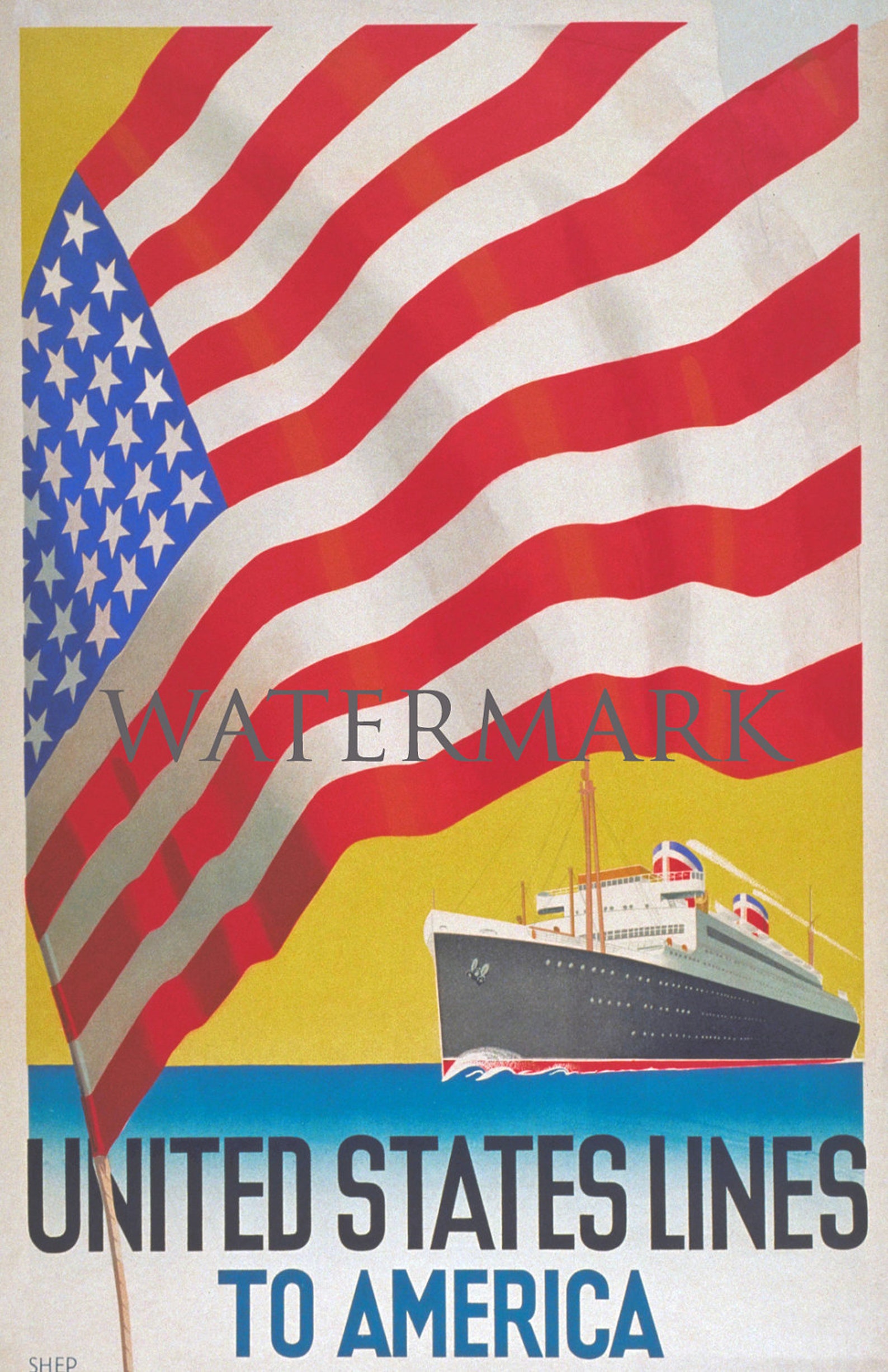 United States Lines to America Etsy