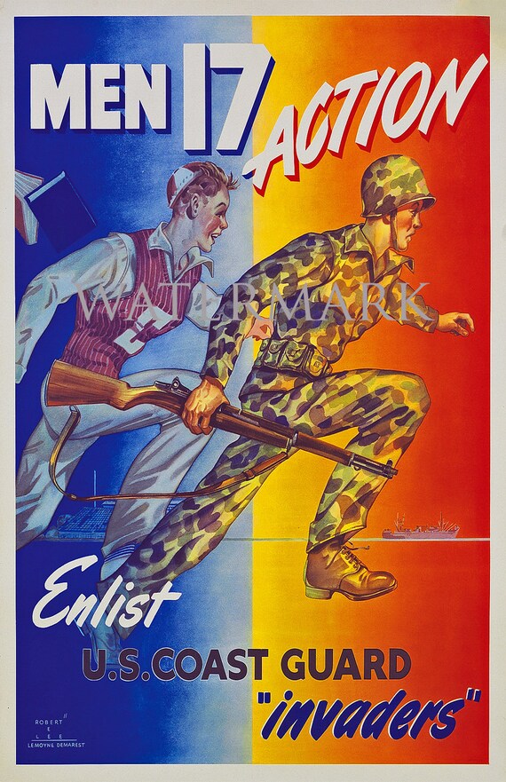 US Coast Guard WWII Recruiting Poster Etsy
