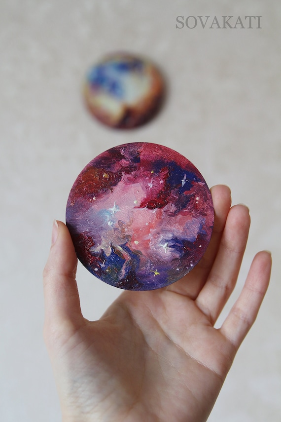 Hand Painted Galaxy Oil Painting: Fiberboard Space Art Decor