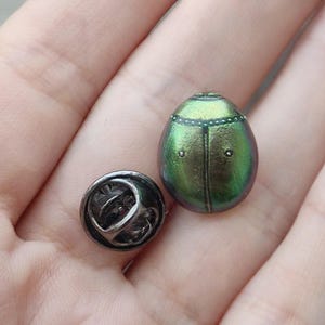 Green Bug Pin Miniature Insect Pin Lapel Pin Handmade Brooch Gift for Animal Lover Beetle TieTac Men&#39;s Pin Groomsman Gift Polymer Clay Pin