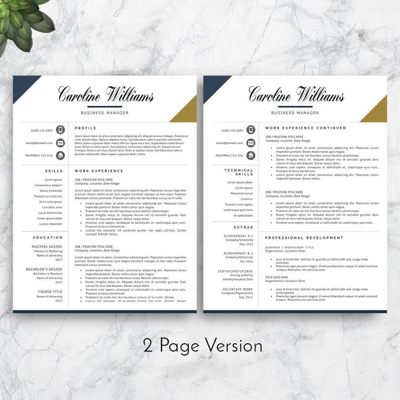 SALE Professional Resume Template for Word and Pages. Etsy