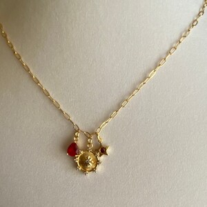 Celestial Charm Necklace: 18k Gold Plated, Cubic Zirconia Star & Pear