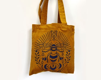 Bee Corduroy tote bag