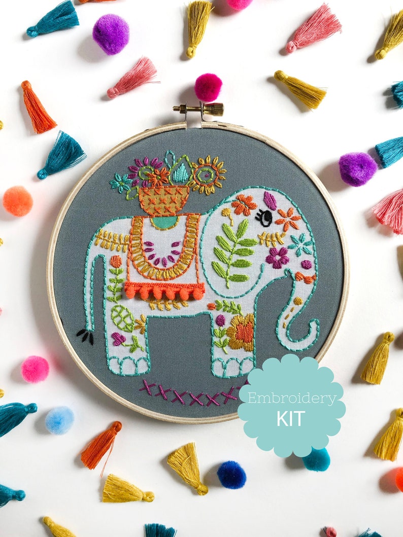 Elephant Embroidery Kit Etsy