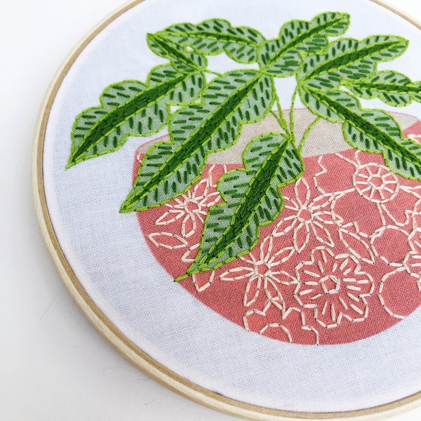 Pink Flower Pot Embroidery Kit