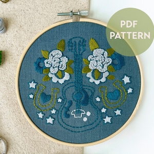Guitar Embroidery PDF Pattern Digital Download