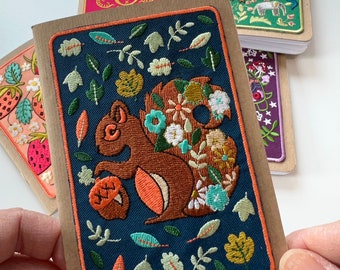 Squirrel Embroidery Pocket Notebook