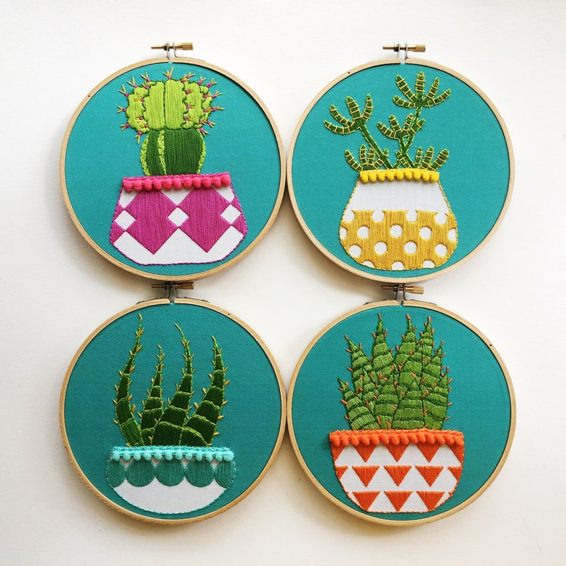 Orange Cactus Embroidery Kit