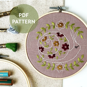 Snail Embroidery PDF Pattern Digital Download