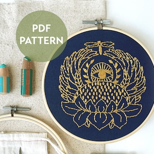 Lotus Embroidery PDF Pattern Digital Download