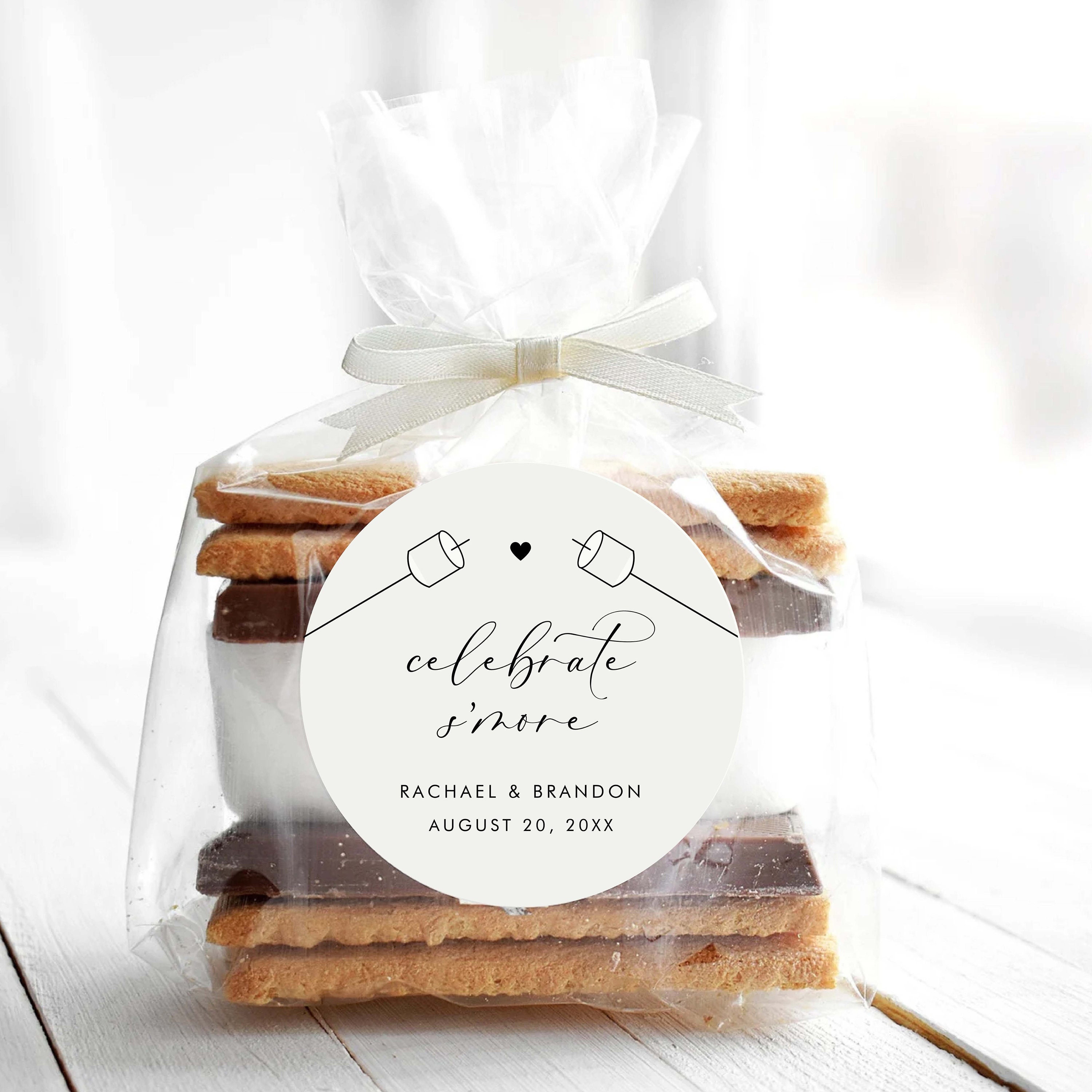 S'mores Wedding Party Favor Kit Sticker Labels, Smores Theme Wedding Favor Tag Labels Printable | Editable Digital Template