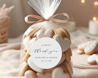 STERLING Wedding Favor Labels, A Sweet Thank You, Minimalist Wedding Favor Stickers, Printable Thank You Gift Tag, Editable Digital Template