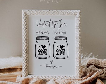 GWEN Double Virtual Tip Jar Sign Cash Donation QR Code Payment Scan Small Business Sign | Editable Digital Template | G400-4