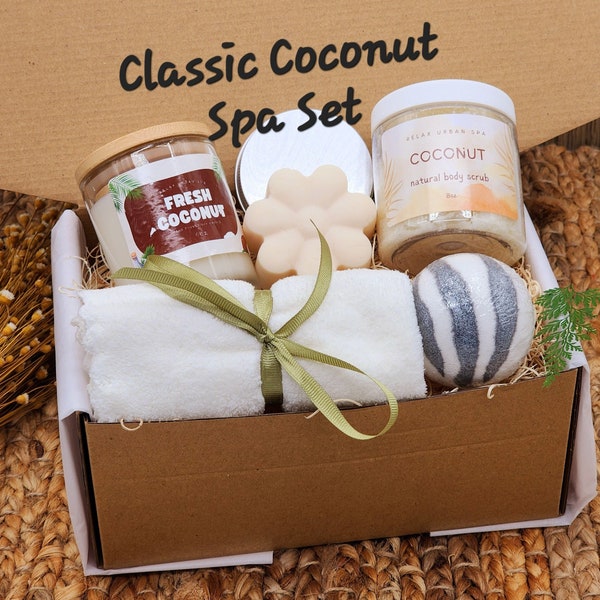 COCONUT/ Tropical Spa Gift Box/ Birthday Gift Box/ Bath Gift Set/ Natural Spa Gift/Organic Spa Gift Box/Personalized Gifts/Spa Gifts For Her