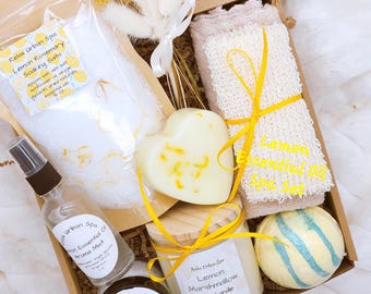 Handmade Lemon Spa Gift Set: Aromatherapy & Self Care/ Summer Birthday/Thinking of You/ Lemon Lover Gifts