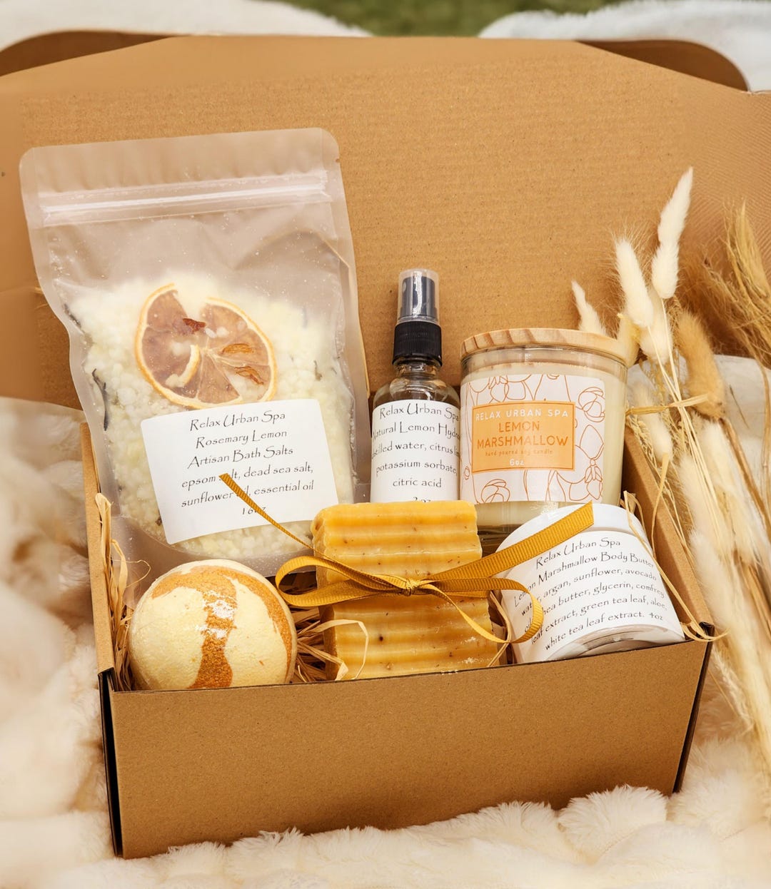 Lemon Handmade Bath & Spa Kit/ Self Care Ritual/ Wellness Spa Gift Set ...