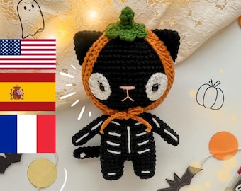 Amigurumi Halloween Cat Pattern, Crochet Cat Pattern, Amigurumi Skeleton Pattern, Crochet Pattern, Amigurumi Pattern, Crochet Animal Pattern