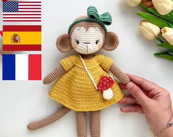 Amigurumi Monkey Pattern, Monkey Plush Pattern, Crochet Monkey Pattern, Crochet Patterns, Crochet Cute Animals, Crochet Autumn Animals