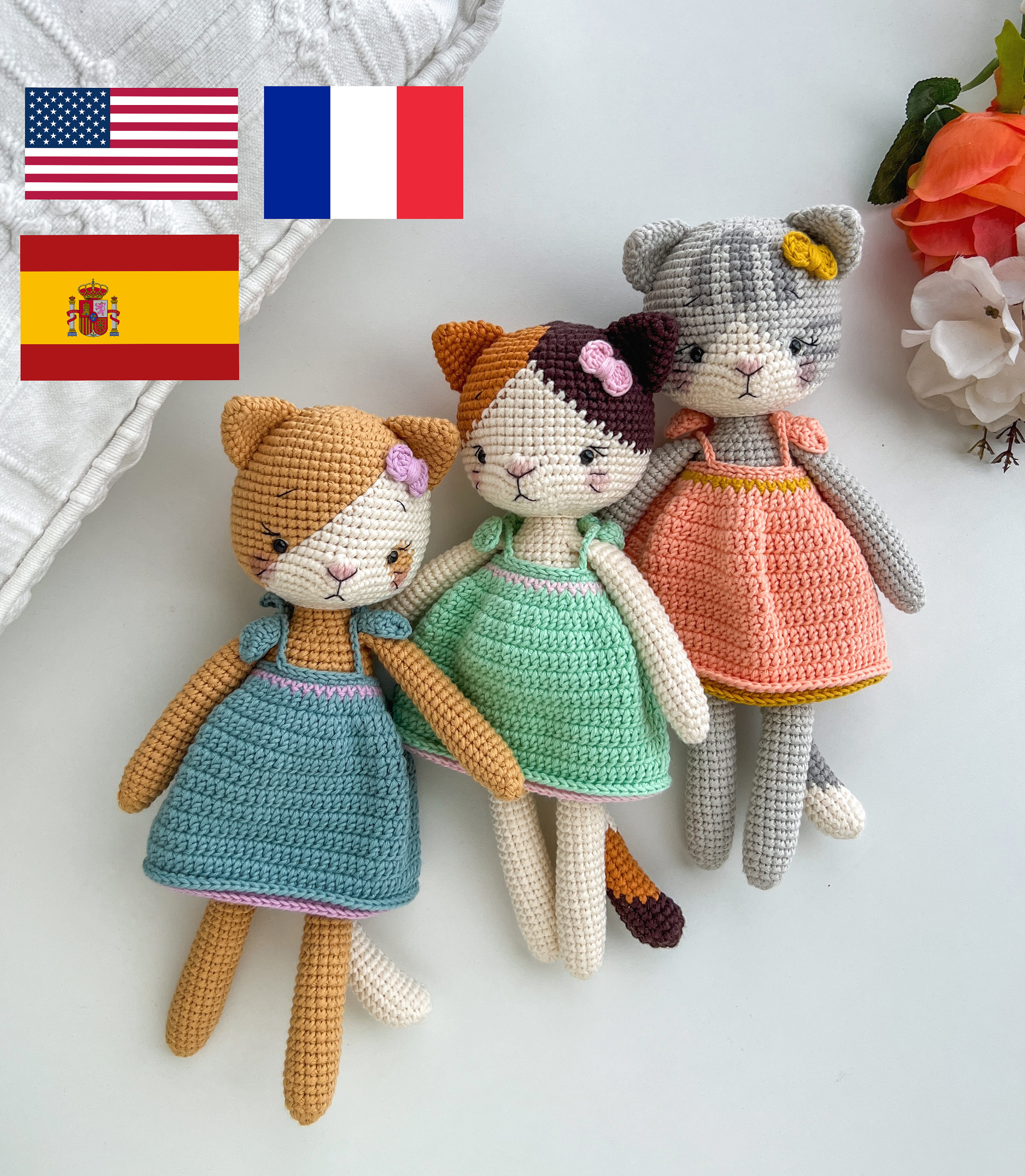 Bundle 3 in 1 Cat Pattern, Amigurumi Cat Pattern, Cat Plush Pattern, Crochet Cat Pattern, Crochet Patterns, Crochet Patterns Cute Animals