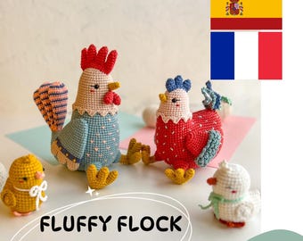 Amigurumi Farm Animals Crochet Pattern, Fluffy Flock Family Pattern, Crochet Rooster Hen Chick Pattern, Crochet Easter Plushies Pattern Pack
