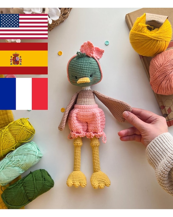 Amigurumi Duck Pattern, Duck Plush Pattern, Crochet Duck Pattern, Crochet Patterns, Crochet Cute Animals, Amigurumi Animals Girl Pattern