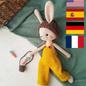 Modello di peluche di coniglio, modello di coniglio all'uncinetto, modelli all'uncinetto, modelli all'uncinetto per animali, animali all'uncinetto, modello di peluche, modello di peluche