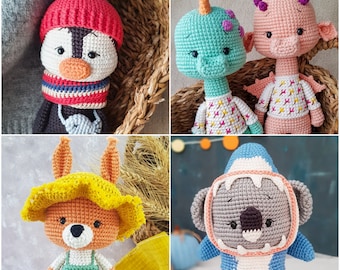 Koala Crochet Pattern, Crochet Penguin Pattern, Dragon Amigurumi Pattern, Dinosaur Plushie Pattern, Crochet Squirrel Pattern, Crochet Animal