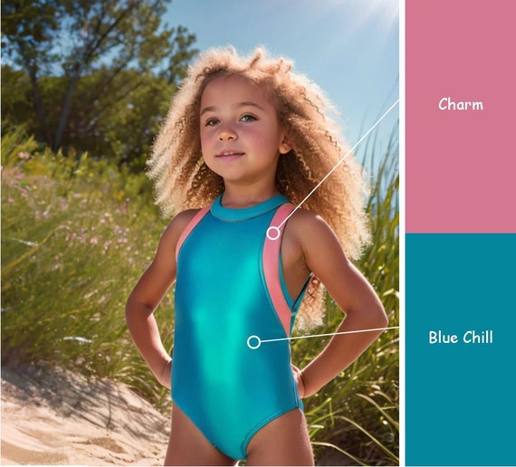 Beschrijven stromen Plagen Stijlvolle blauwe en roze kinderbadkleding - Etsy België