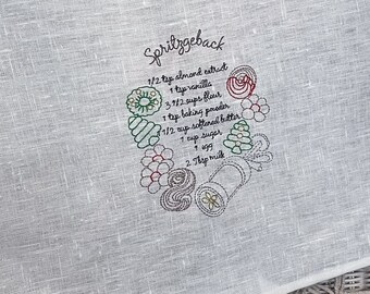 besticktes Küchentuch, Geschirrtuch, personalisierte Geschenke, Rezept, Halbleinen