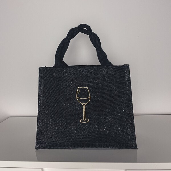 Jute Tasche, klein, bestickt, personalisierte Geschenke